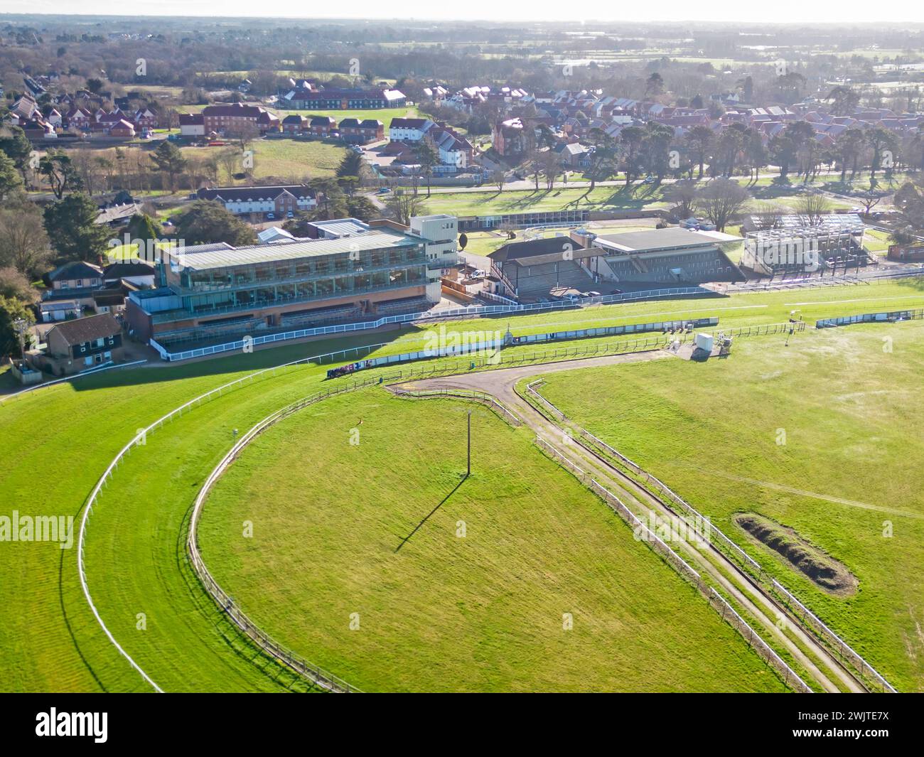 aerial view of fontwell park national hunt racecourse in west sussex Stock Photo