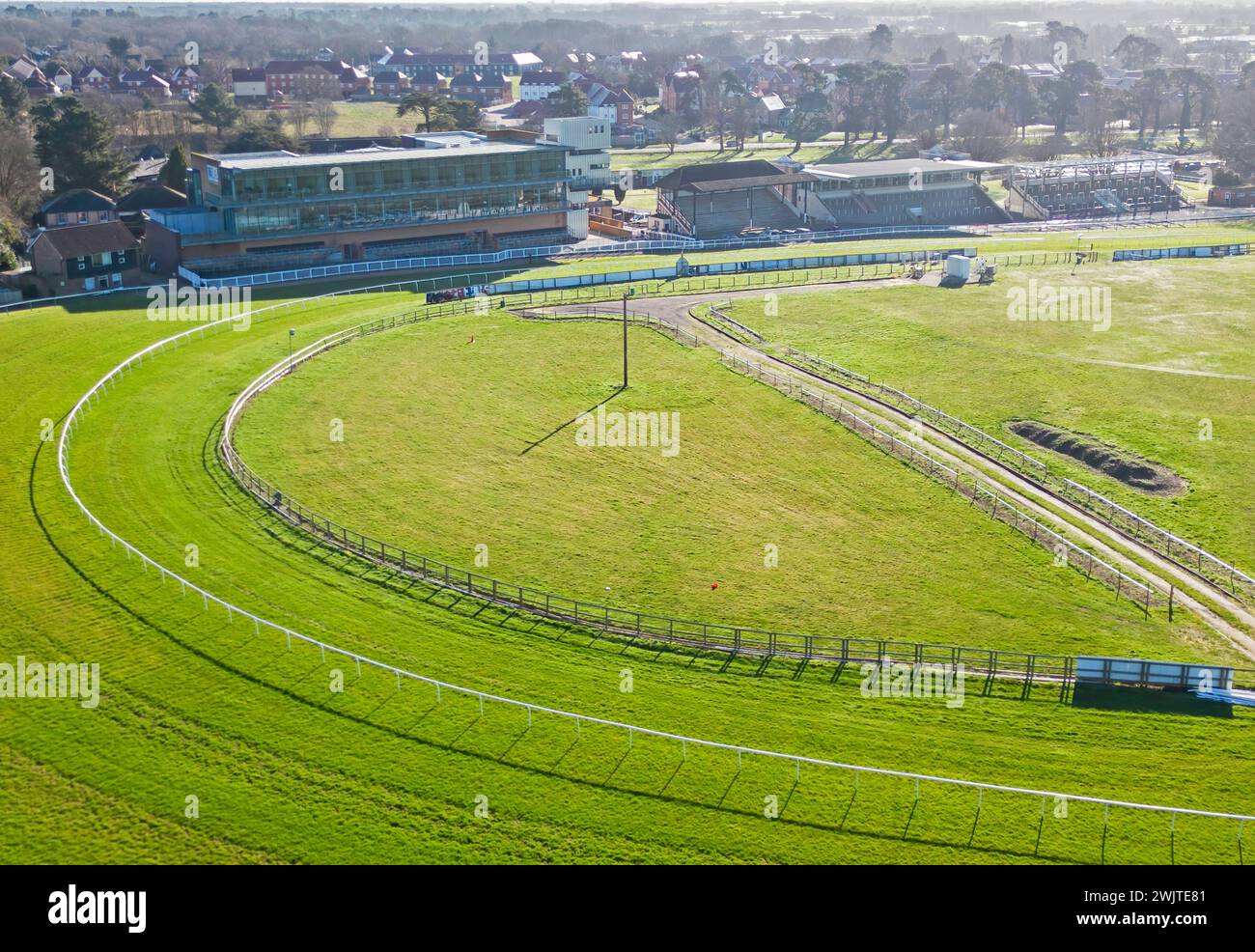 aerial view of fontwell park national hunt racecourse in west sussex Stock Photo