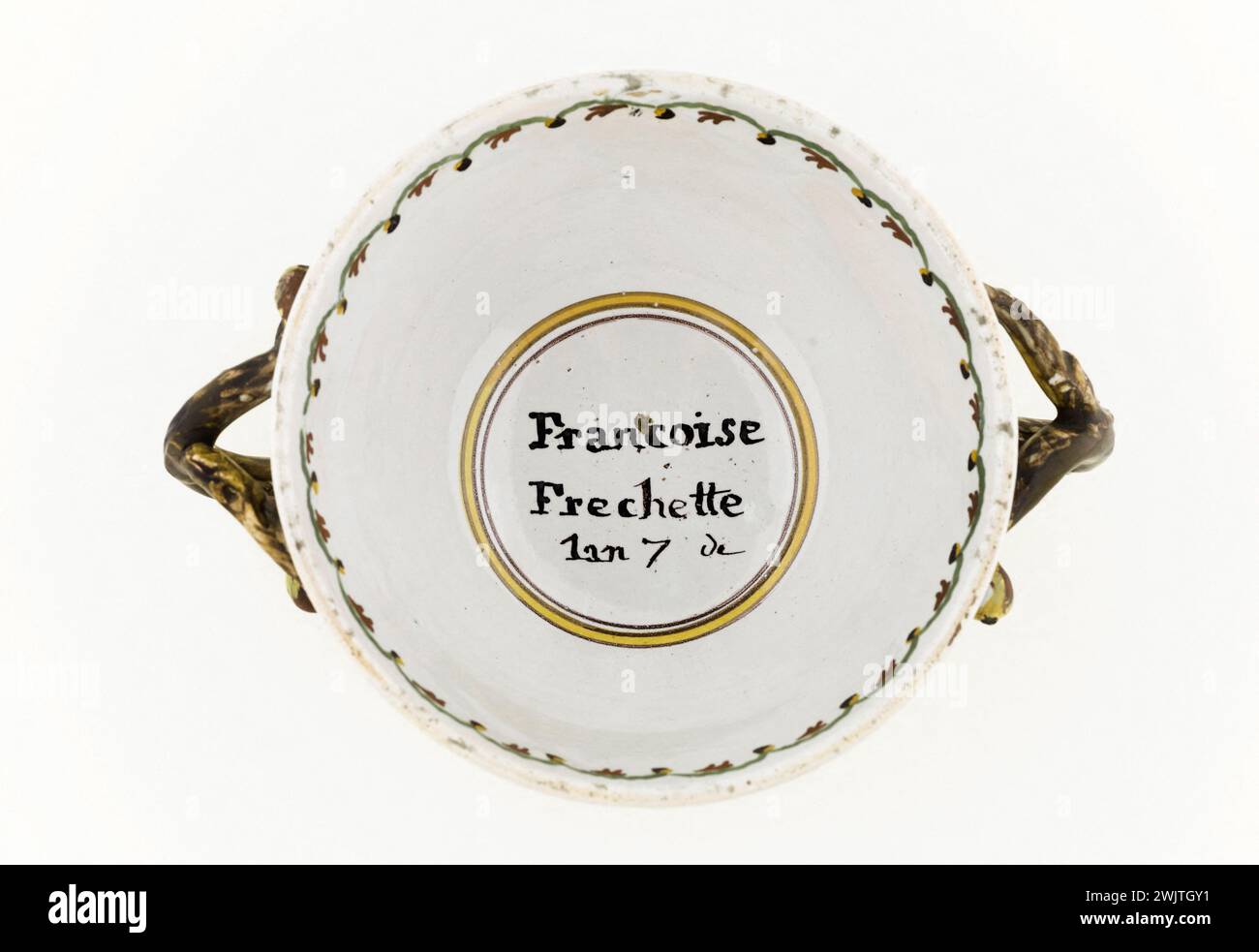 Anonymous. Bouillon d'atione from Françoise Fréchette. Earthenware. 1798. Paris, Carnavalet museum. 72430-56 Given, broth, faience, revolutionary period, French revolution Stock Photo