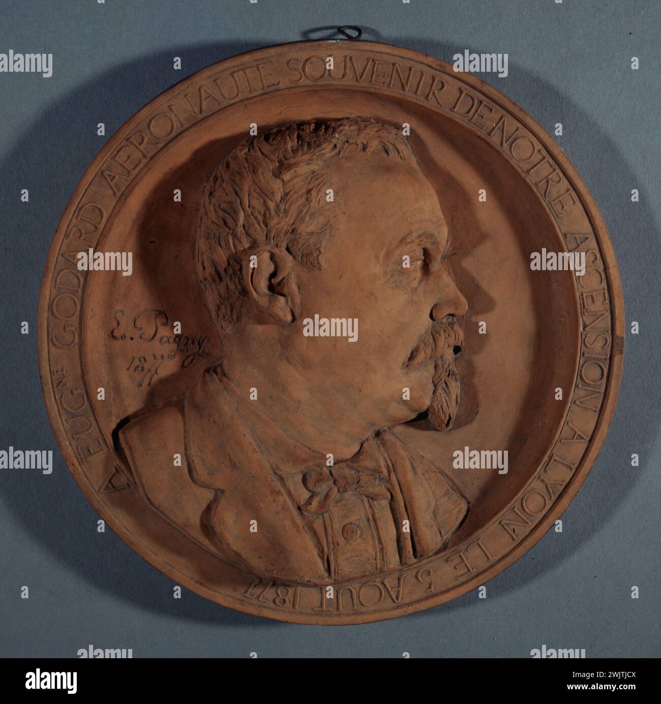Etienne Pagny (1829-1898). Portrait of Eugène Godard (1827-1890), French aeronaut. Molded terracotta and recovery. 1877. Paris, Carnavalet museum. 76256-14 Stock Photo