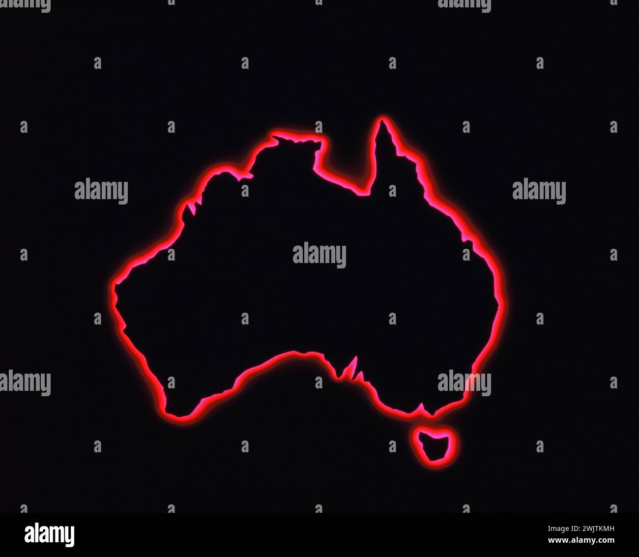 Artwork. Outline map of Australia. Stock Photo