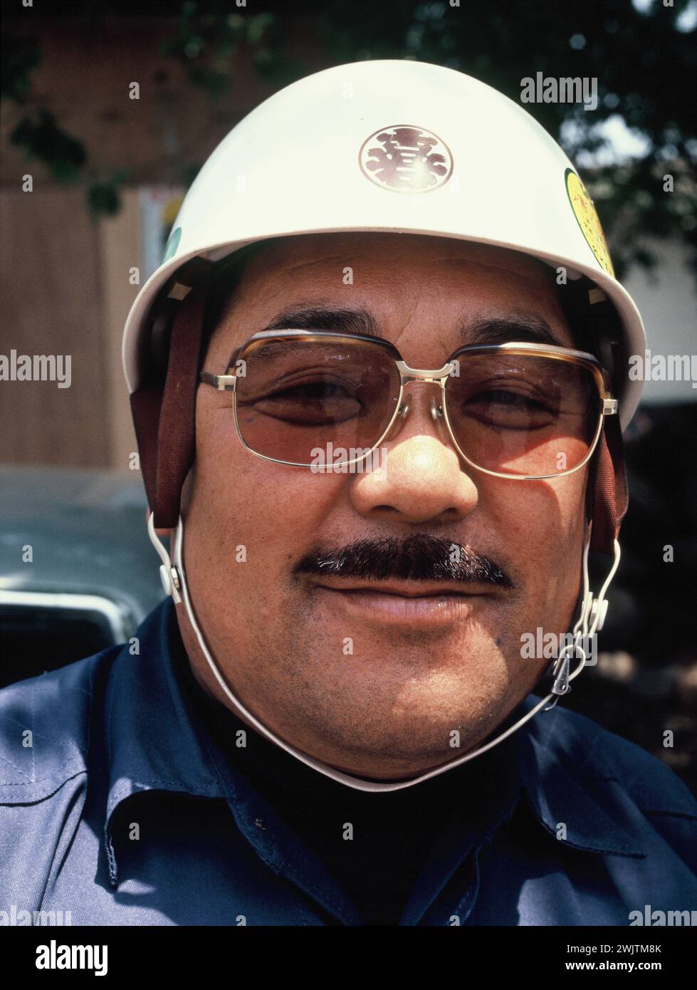 Japan. Nagasaki. Outdoor portrait of a local traffic officer. Stock Photo