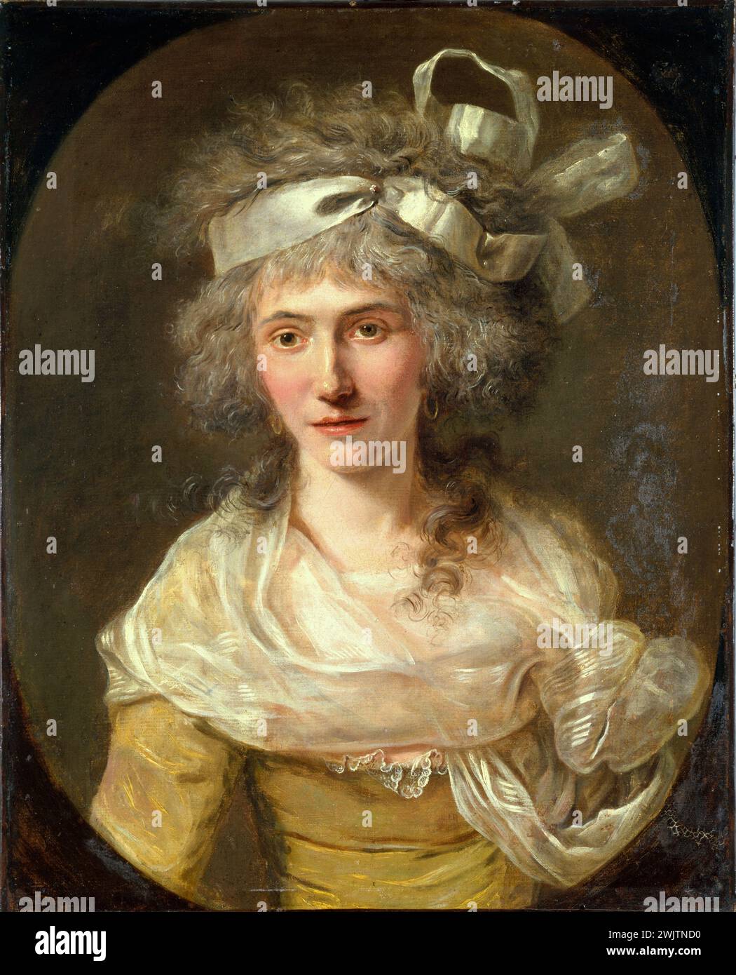Portrait of a woman (formerly identified as Anne-Josèphe Théroigne de Méricourt) '. Paris, Carnavalet museum. 35143-20 Adventuriare, French singer, woman, portrait, ribbon Stock Photo