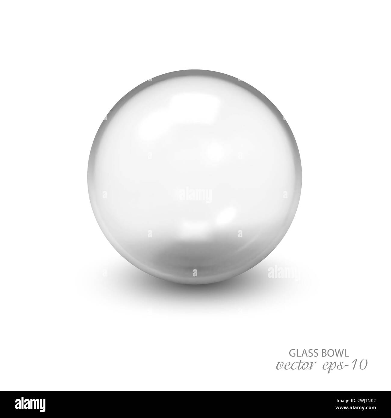 Glass ball on a white background .Transparent glas Vector illustration .Round crystal. Stock Vector