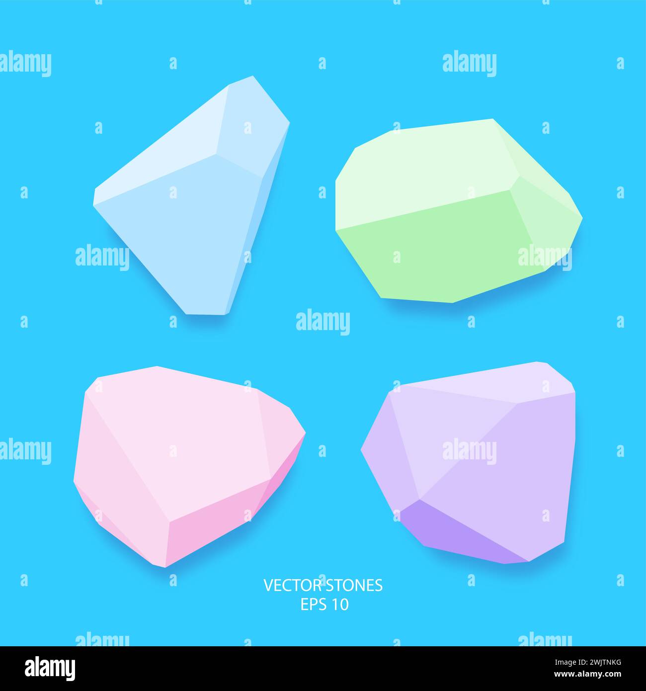 Bright multi-colored stones.Crystal gem set .Vector stones banner. Stock Vector