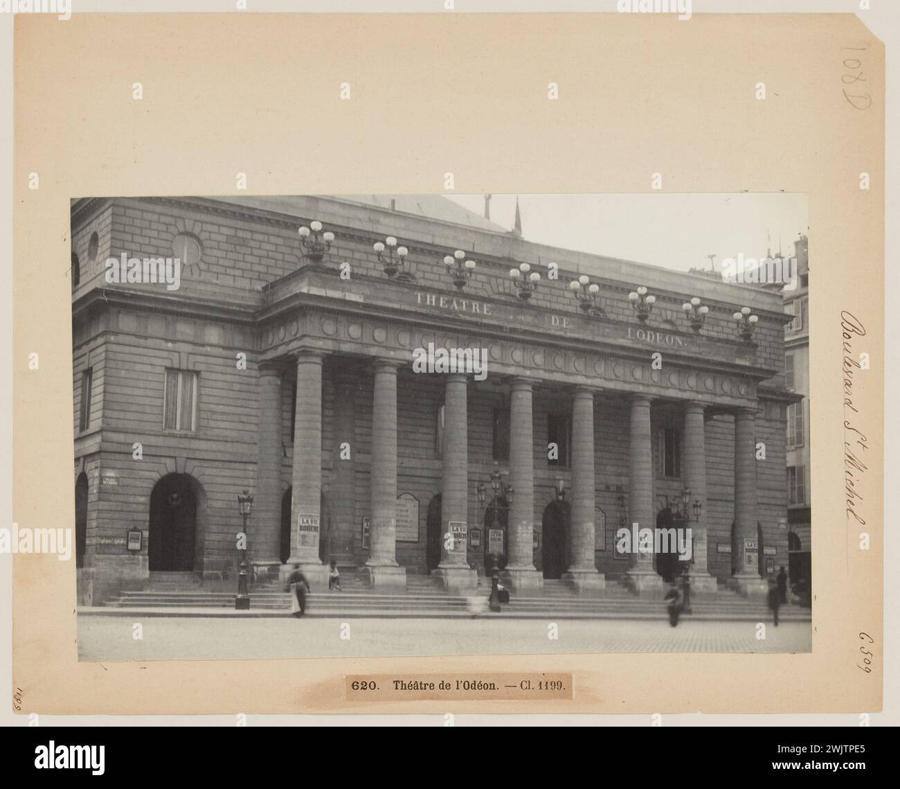 Blancard, Hippolyte (1843 - D.1924), facade of the Théâtre de l'Odéon, 6th arrondissement, Paris (dummy title), 1890. Platinum draw. Carnavalet museum, history of Paris. Stock Photo