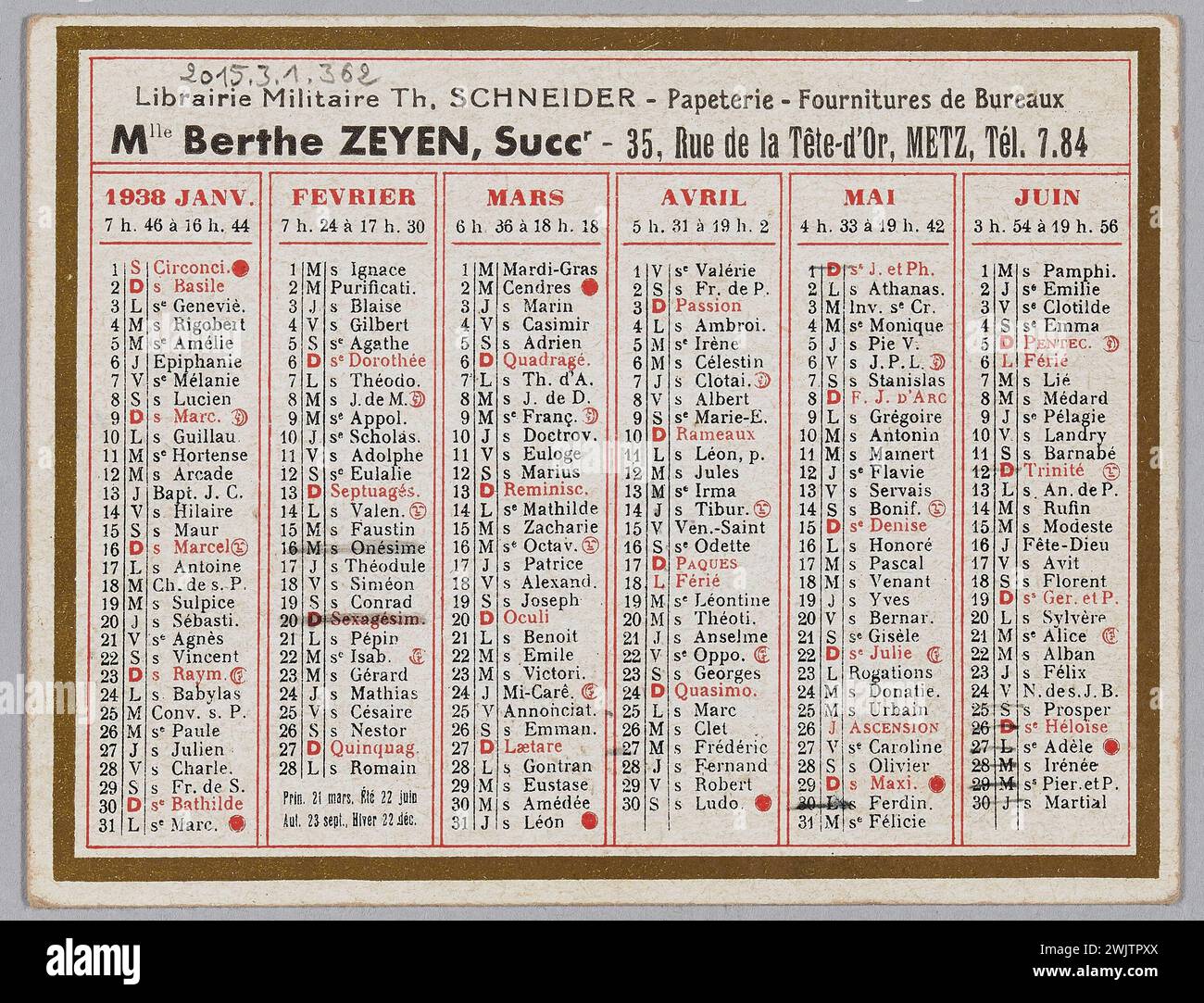 Calendar of year 1938 Stock Photo - Alamy