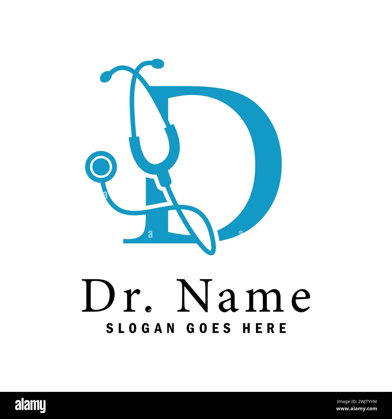 Letter D Stethoscope Logo. Alphabet D Doctor Business Icon Stock Vector