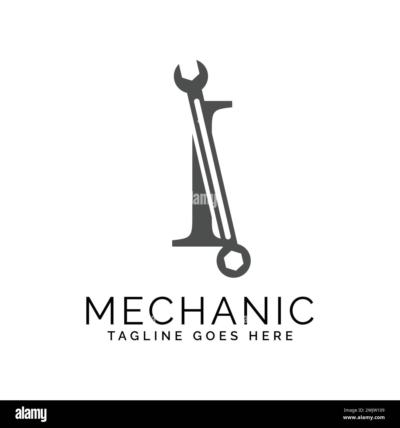 letter I logo with wrench. Alphabet I Spanner logo design Stock Vector ...