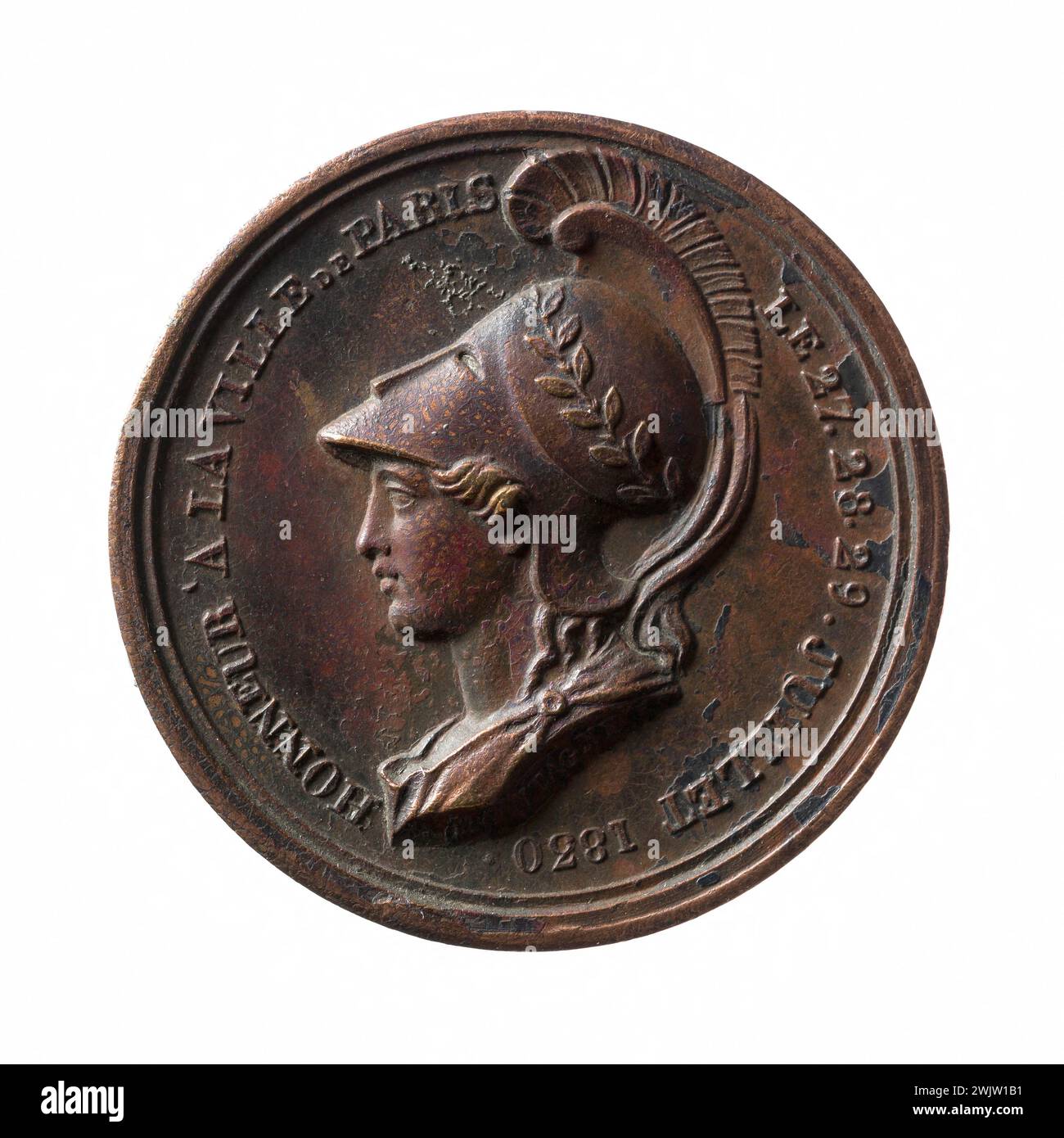 Jean-Pierre Montagny (1789-1862). Tribute to the Parisians, July 27-29, 1830. Cuper, 1830. Paris, Musée Carnavalet. Medal, numismatics Stock Photo