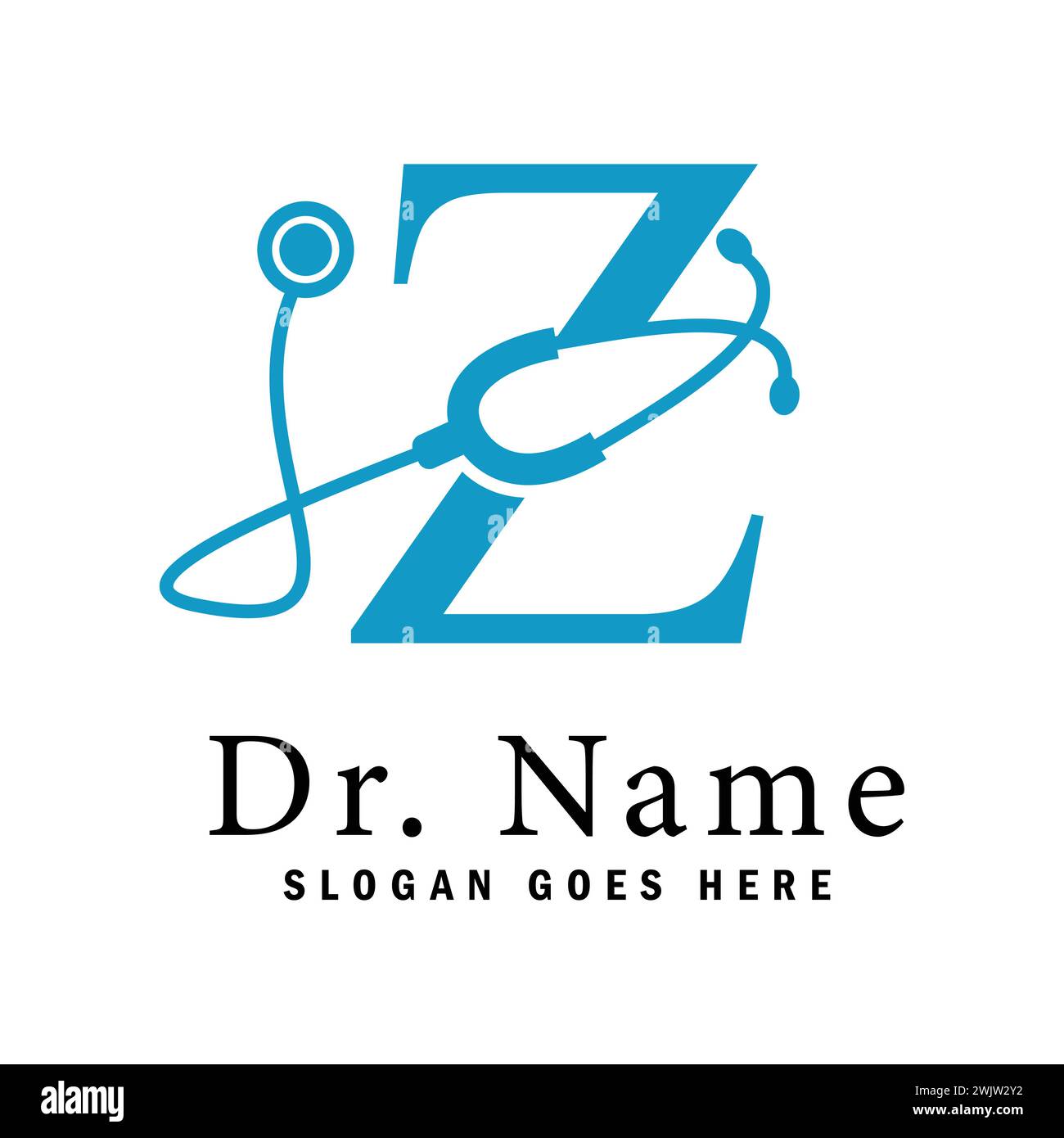 Letter Z Stethoscope Logo. Alphabet Z Doctor Business Icon Stock Vector