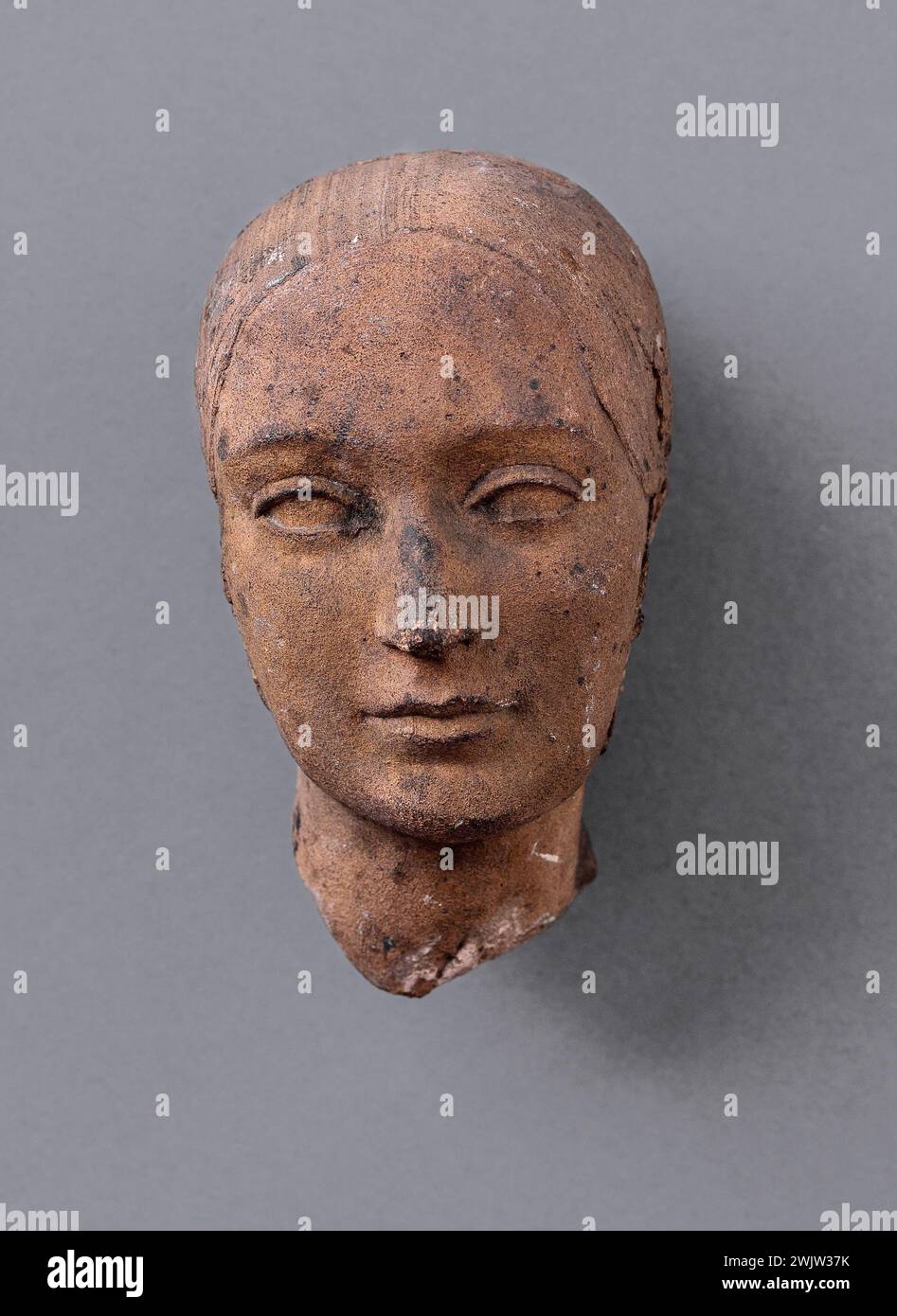 Jean-Pierre Dantan (1800-1869), said Dantan the young. Unknown mask. Terracotta and plaster. Paris, Carnavalet museum. Mask, plaster, terracotta Stock Photo