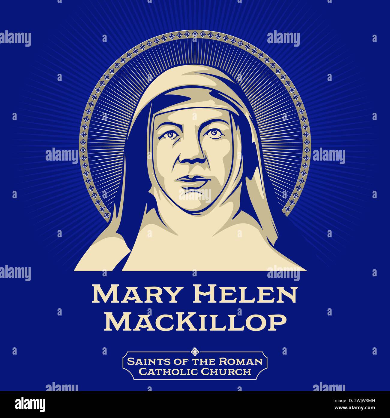 Saints of the Catholic Church. Mary Helen MacKillop (1842-1909) was an Australian religious sister who has been declared a saint by the Catholic Churc Stock Vector