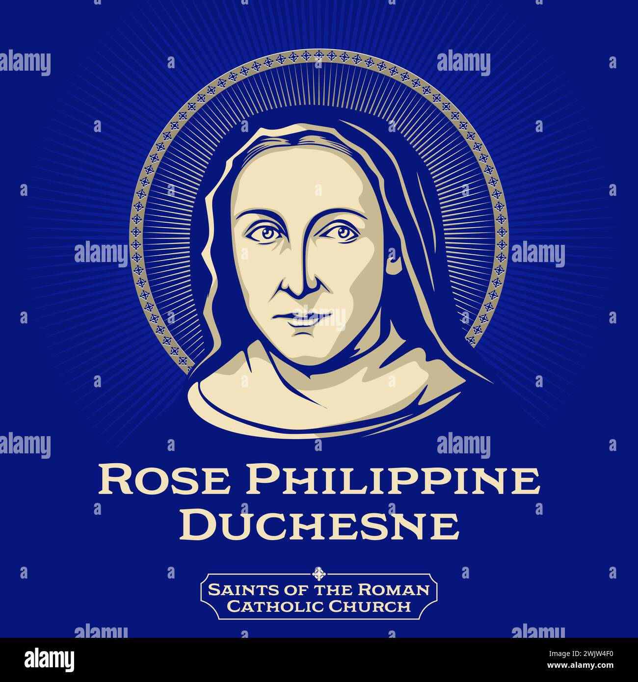 Saints of the Catholic Church. Rose Philippine Duchesne (1769-1852) was a French religious sister and educator whom Pope John Paul II canonized Stock Vector