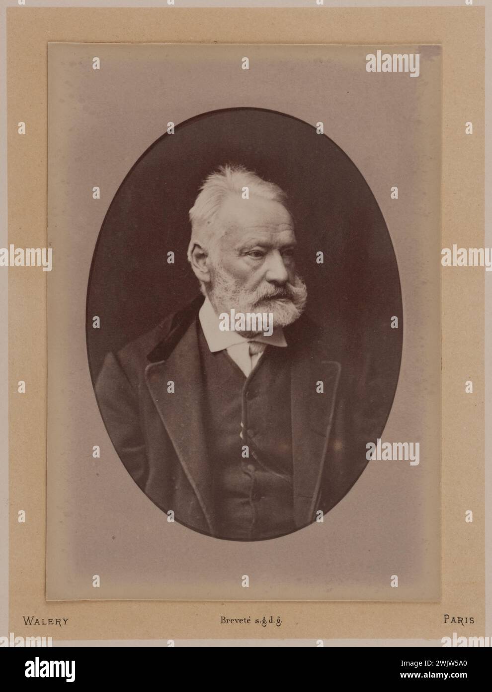 Lucien Waléry (1830-1890). Victor Hugo slightly in profile. EPREOVE on albumin paper, 1879. Paris, Maison de Victor Hugo. 71161-39 French writer, medallion, portrait Stock Photo