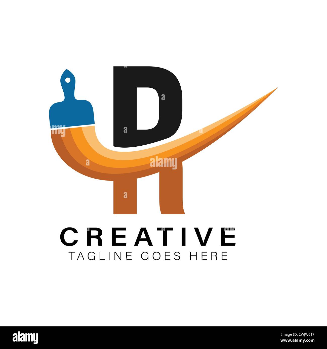 Letter R Paint Brush Logo. Alphabet R House Paint Business Icon Stock ...