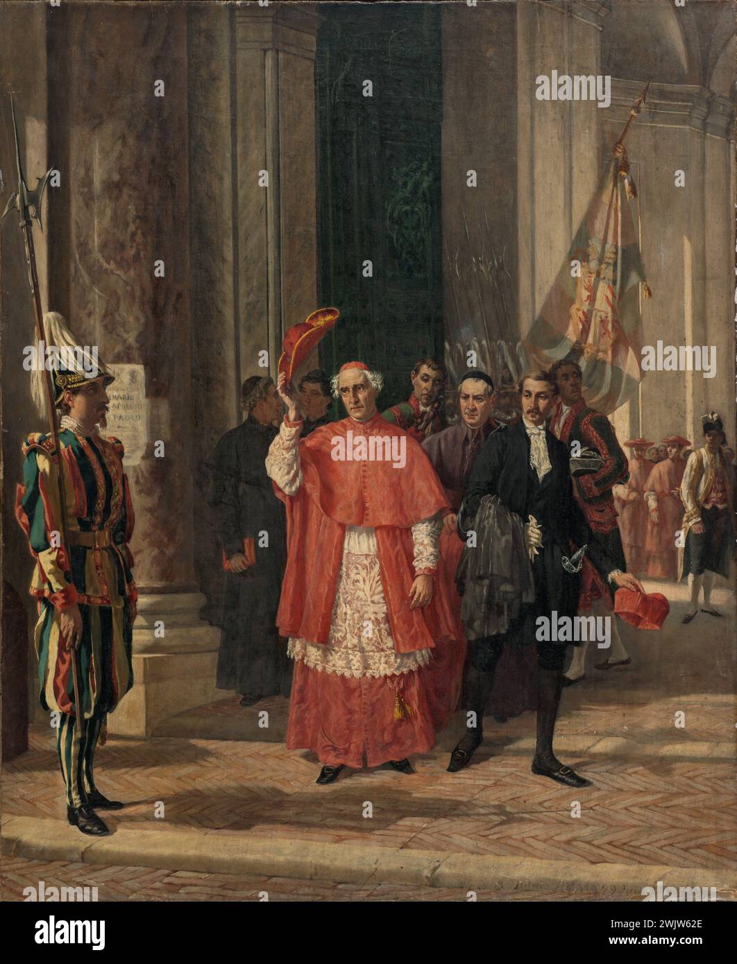 Auguste Dutuit (1812-1902). Cardinals out of the Vatican. Oil on canvas. 1867. Museum of Fine Arts of the City of Paris, Petit Palais. Cardinal, Catholic, Chretian Christian, Ecclesiastics, Swiss guard, Vatican, 19th 19th 19th 19th 19th 19th century, Oil on canvas Stock Photo