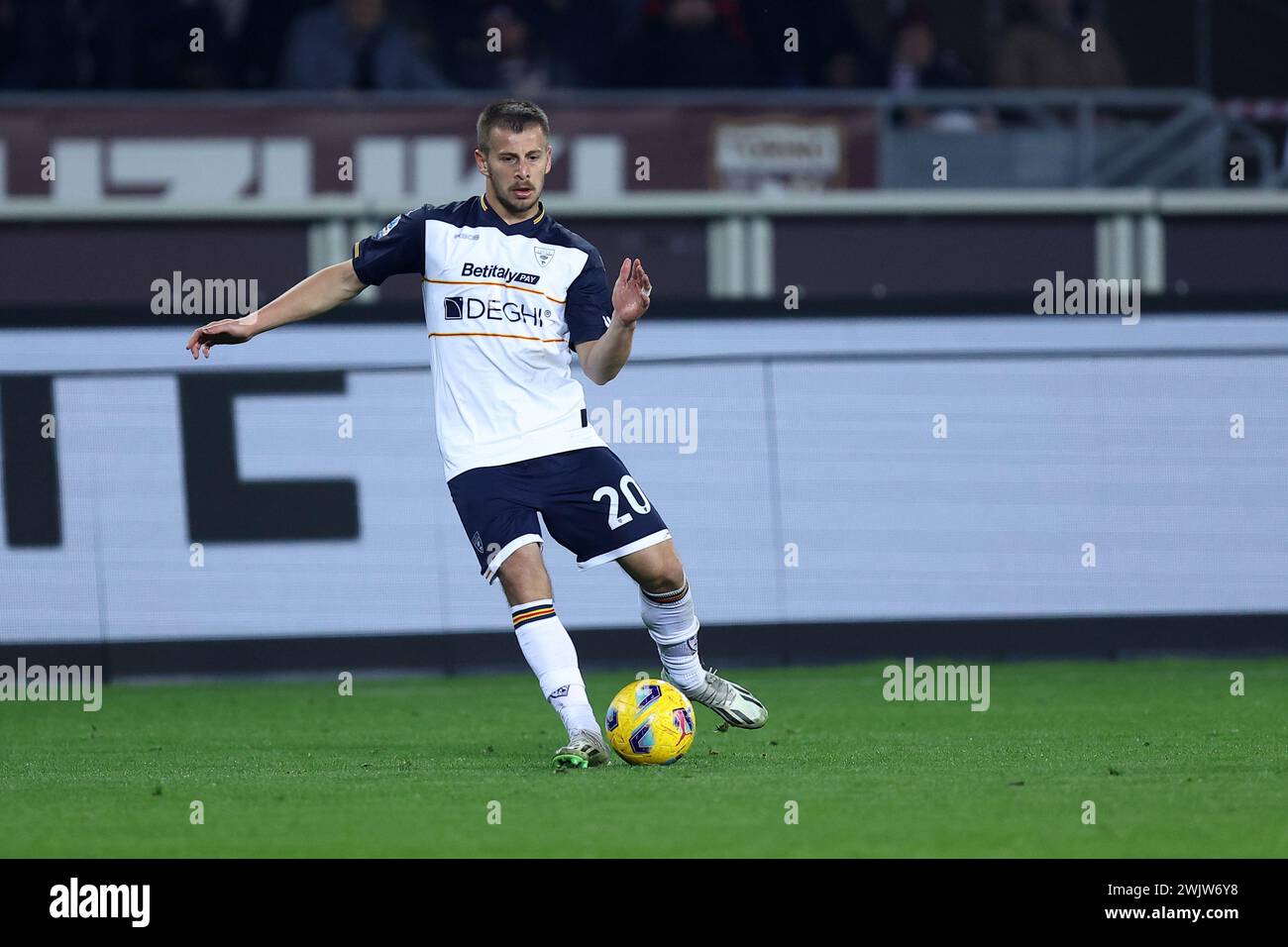 Torino, Italy. 16th Feb, 2024. Ylber Ramadani of Us Lecce in action ...