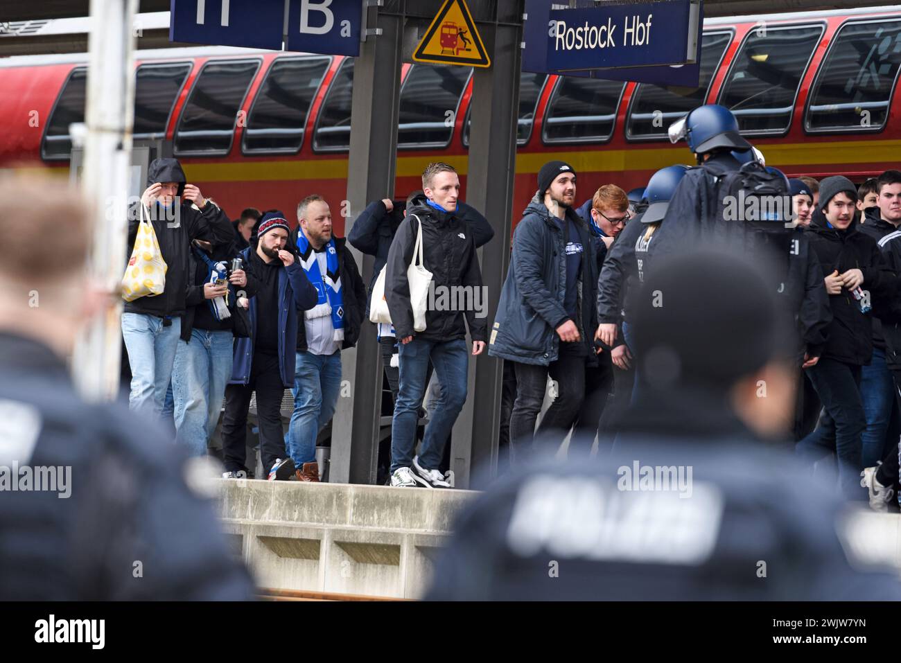 Rostock, Germany. 17th Feb, 2024. Bundesliga 2, matchday 22, before the ...