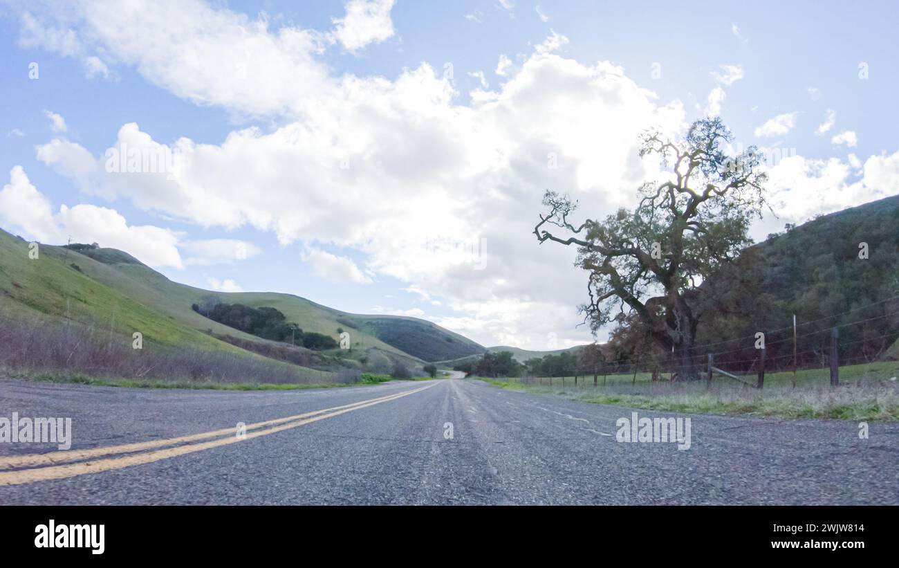 Driving Under Sunny Skies on Cuyama Highway Scenery Stock Photo - Alamy