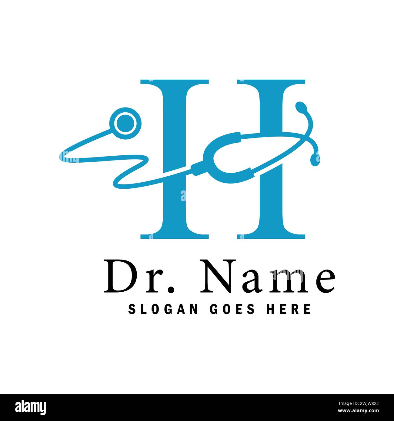 Letter H Stethoscope Logo. Alphabet H Doctor Business Icon Stock Vector