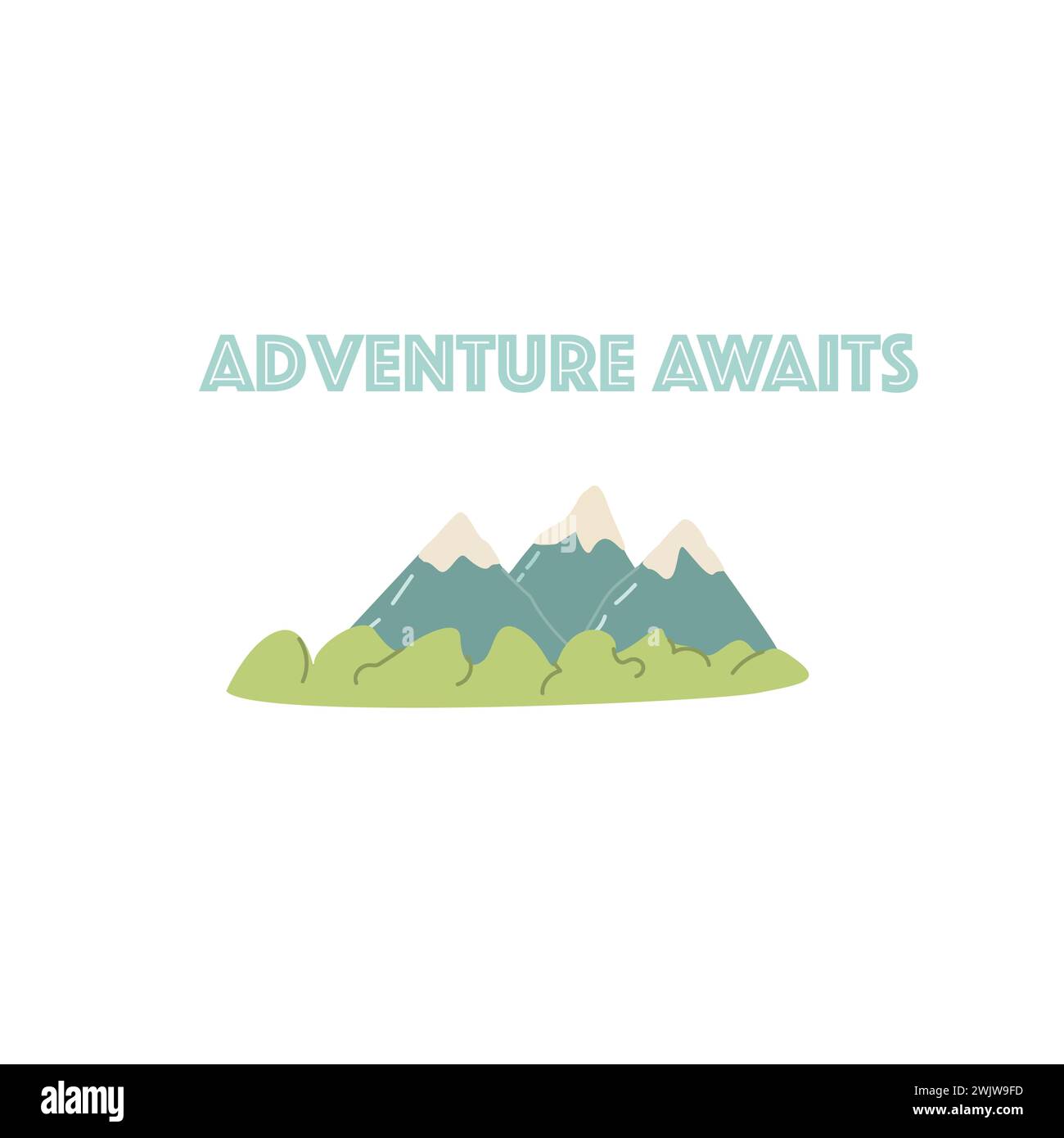 Hand drawn adventure awaits background isolated. Vector illustration ...
