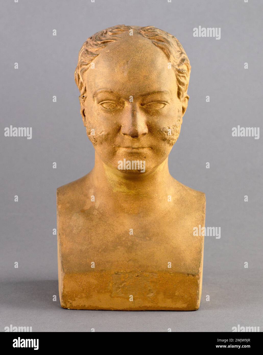 Jean-Pierre Dantan (1800-1869) said Dantan the young. Serious portrait of Louis-Félix-Etienne, Marquis de Turgot (1796-1866), administrator and officer. Terracotta patinated plaster. 1841. Paris, Carnavalet museum. 53354-5 Administrator, French politician, Marquis, officer, pattero patina, serious portrait, terracotta Stock Photo