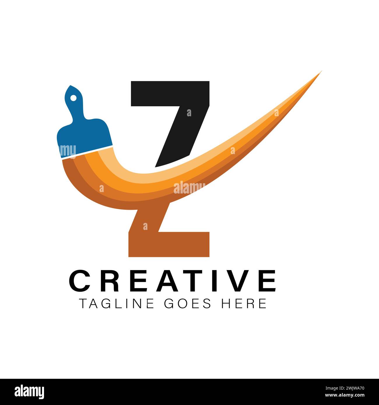 Letter Z Paint Brush Logo. Alphabet Z House Paint Business Icon Stock Vector