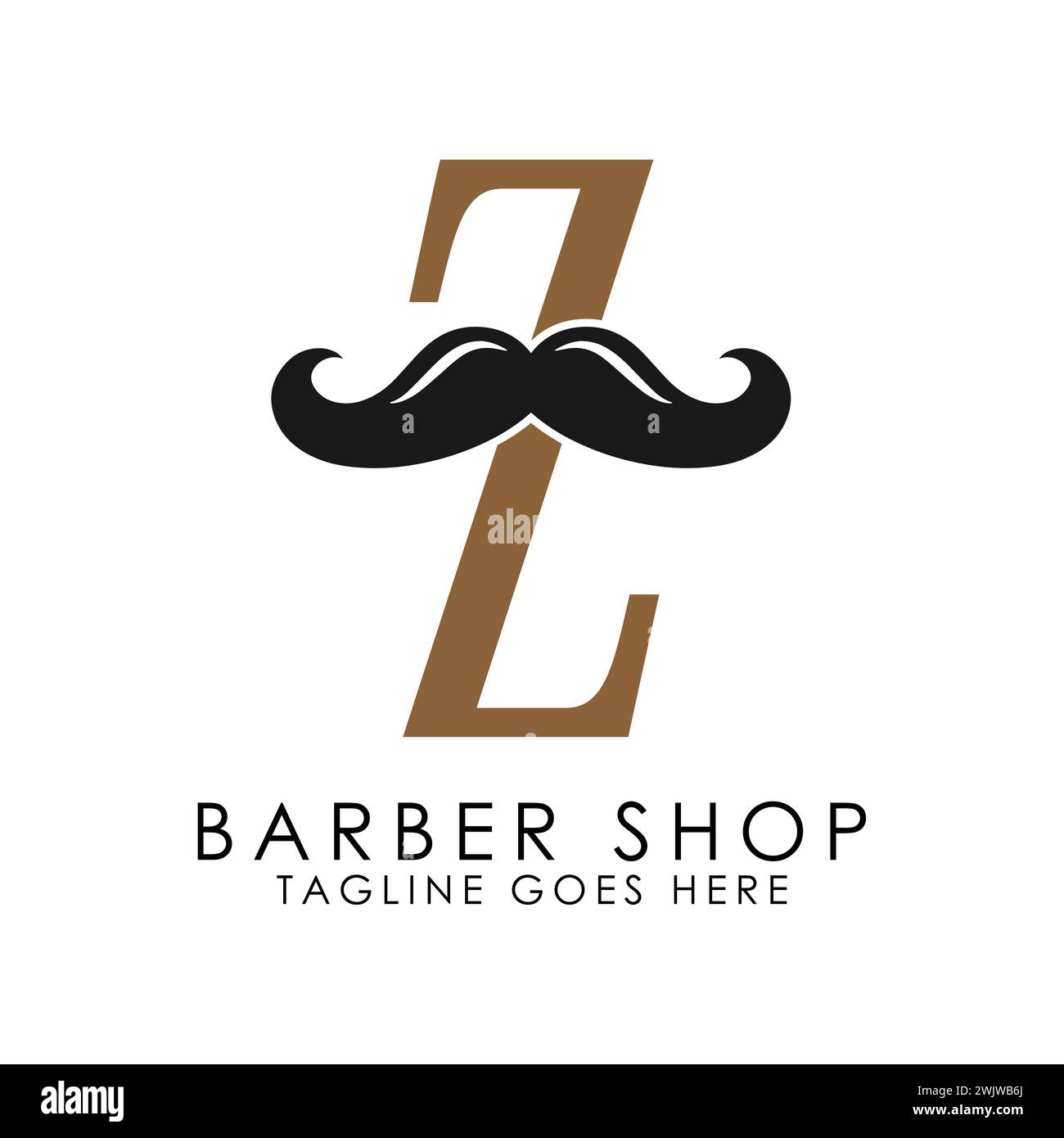 Initial Letter Z Mustache Logo Design. Alphabet Z Barber Shop Icon Stock Vector