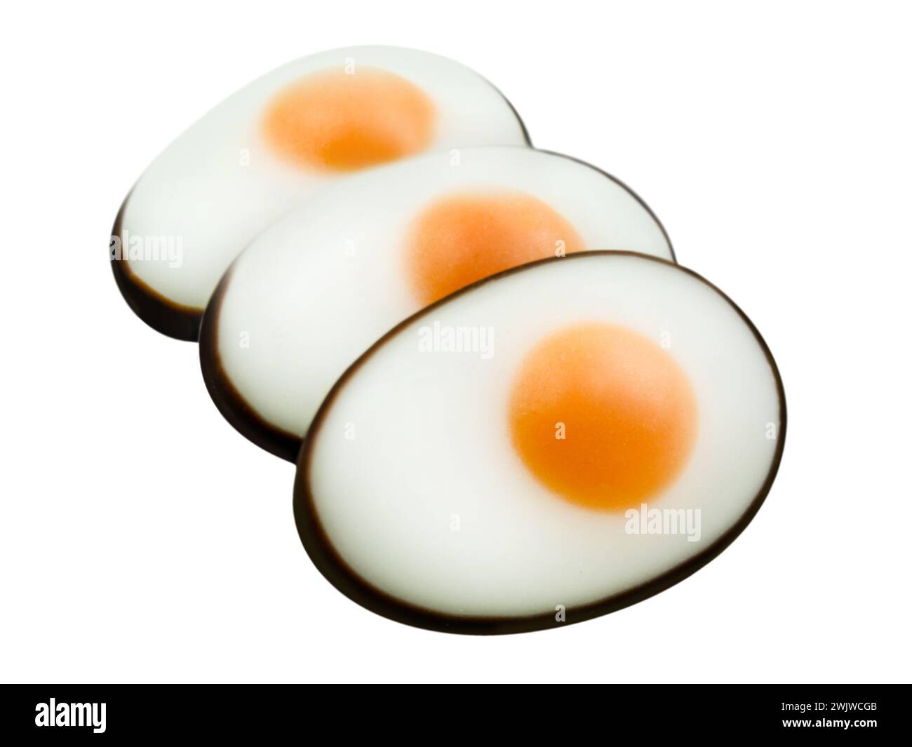 3 Fondant Easter Eggs isolated on white background Stock Photo