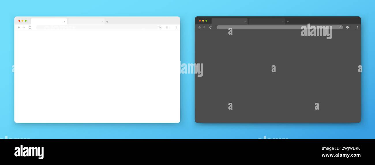 Browser windows. A set of realistic empty browser windows in white and ...