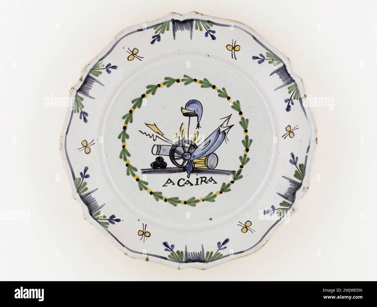 Anonymous. Plate. Earthenware. Paris, Carnavalet museum. 71680-14 Canon, Decoration, Faience, Revolutionary Periode, French Revolution, Plate Stock Photo