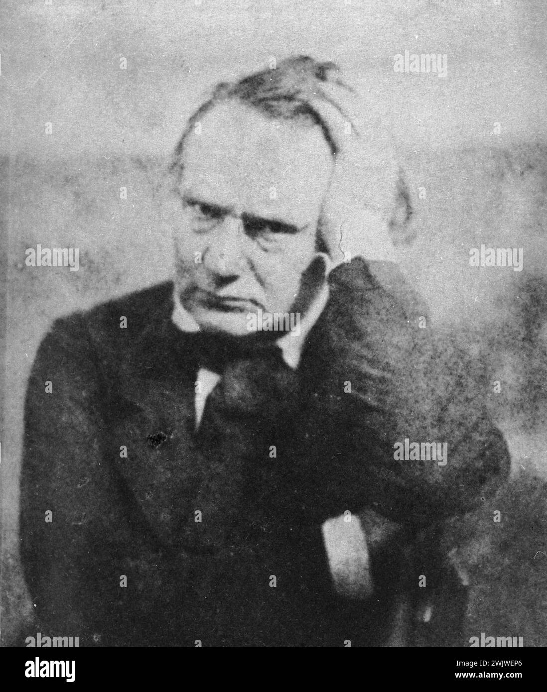 Victor Hugo (1802-1885), French writer, left hand at the temple. Photography attributed to Charles Hugo (1826-1871), around 1853-1855. Paris, house of Victor Hugo. 33526-8 French writer, hand, portrait, temple Stock Photo