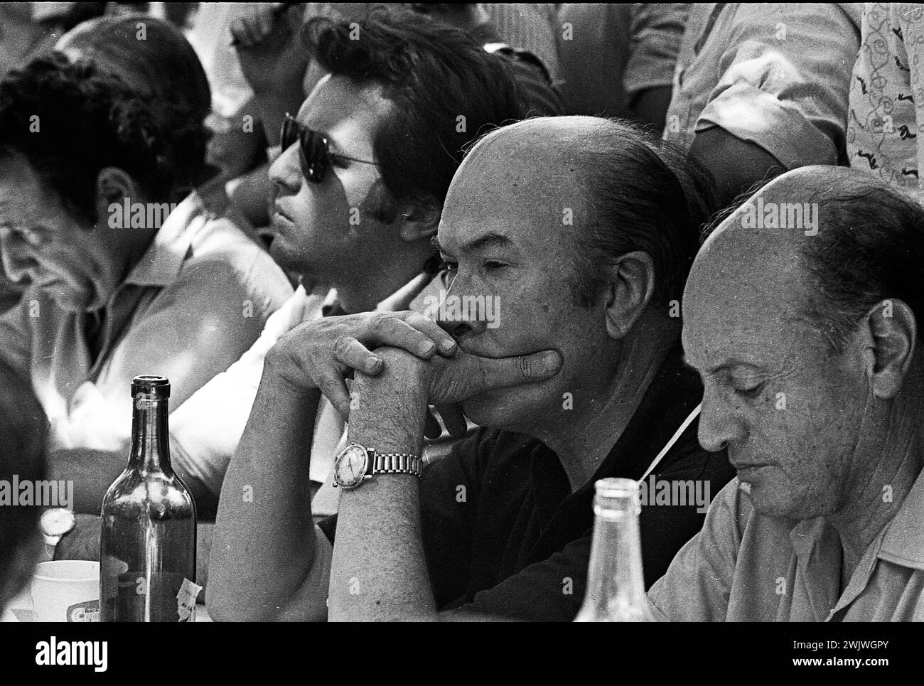 Alfredo Gómez Morales (1908-1990) is an Argentine peronist economist, during the announcement of Héctor Cámpora-Vicente Solano Lima´s presidential ticket in San Antonio de Areco, 73 miles from Buenos Aires City, January 22, 1973. Stock Photo