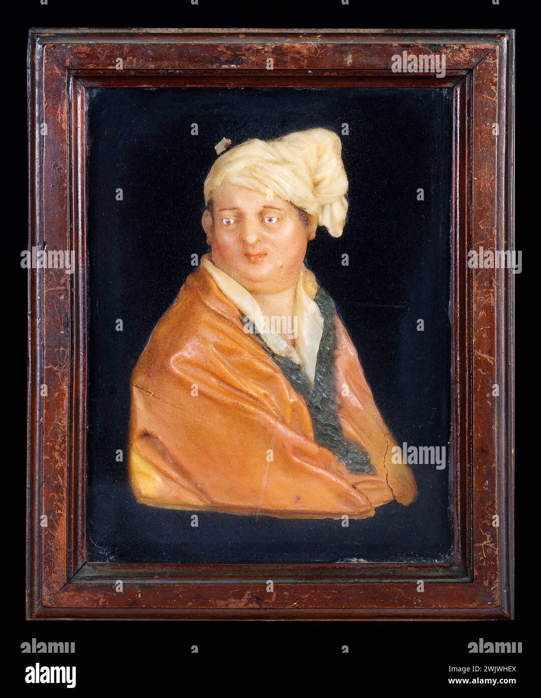 Anonymous. 'Portrait of Giovanni Camillo Sagrestani (1660-1731), painter'. Colorful wax, glass. 18th century. Paris, Carnavalet museum. Colored wax, Italian painter, portrait, glass Stock Photo