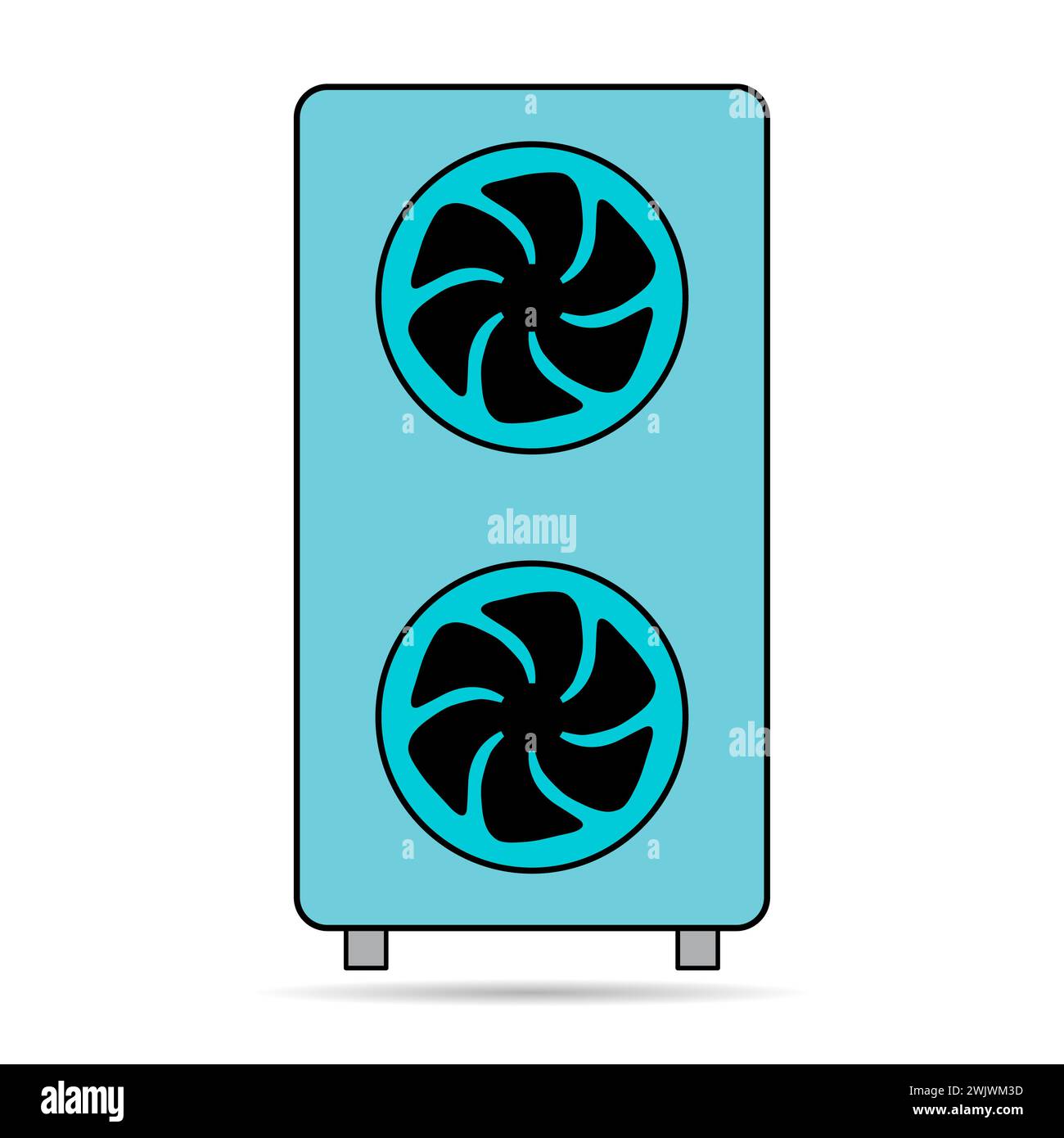 Heat pump air source shadow icon, cooling electric system machine, cool web vector illustration . Stock Vector