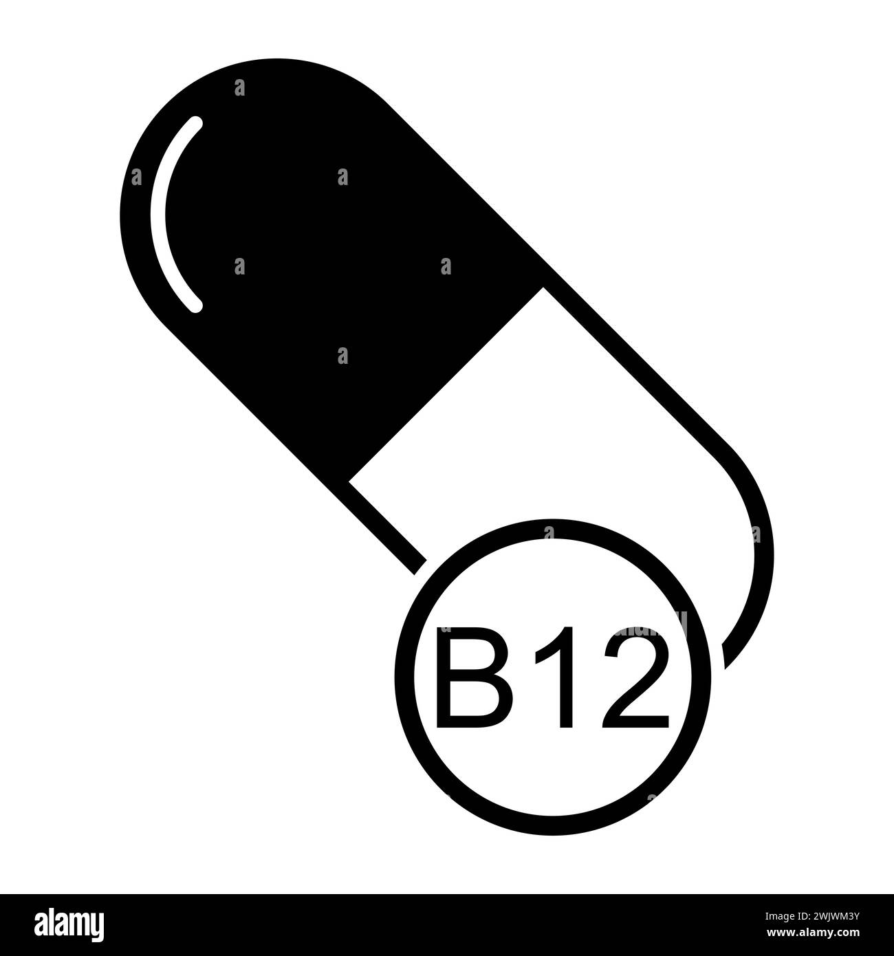 Vitamin B12 icon, healthy medicine pill supplement symbol, complex ...