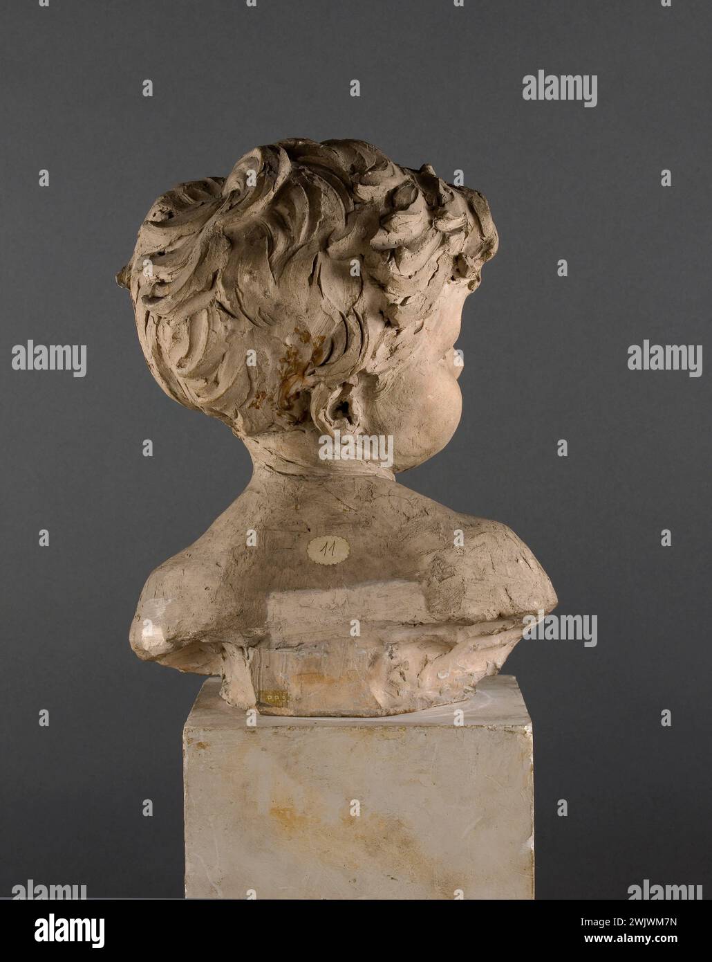 Aimé-Jules Dalou (1838-1902). 'Bust of children'. Terracotta, between 1875 and 1890. Museum of Fine Arts of the city of Paris, Petit Palais. 11, bust, child, inventory, numbers, terracotta, touted head, back view Stock Photo