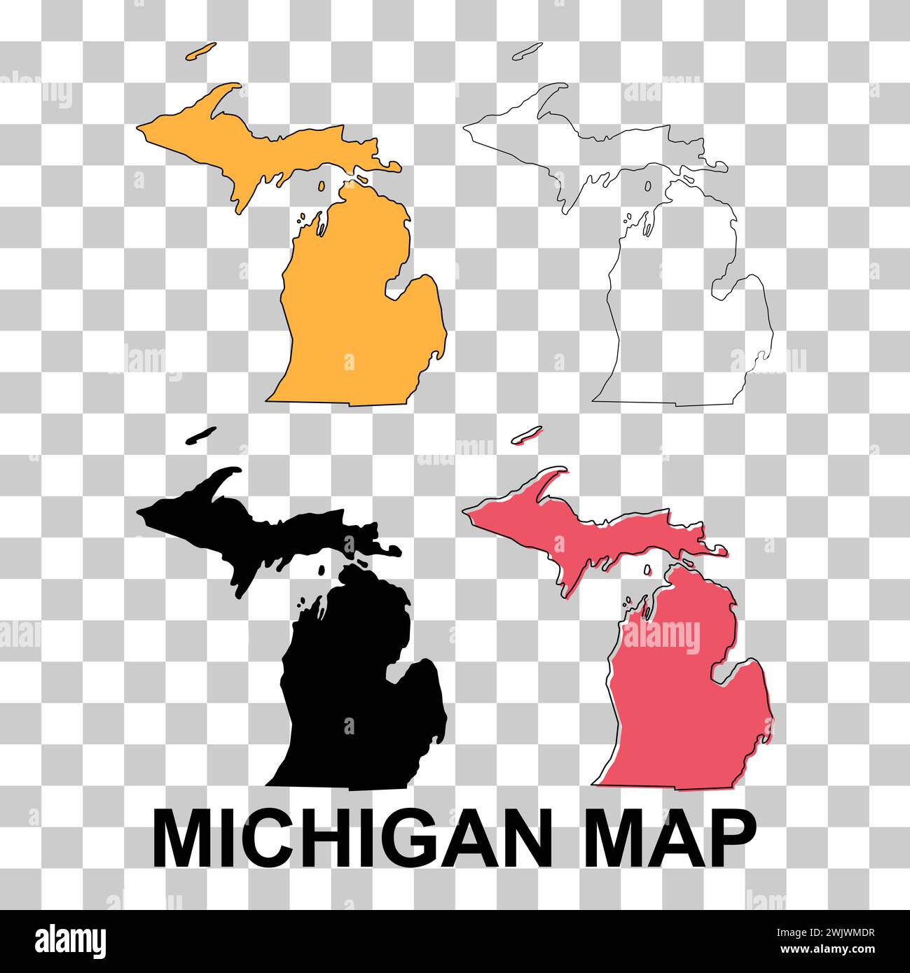 Set Of Michigan Map United States Of America Flat Concept Icon Vector Set Of Michigan Map United States Of America Flat Concept Icon Vector Illustration 2WJWMDR