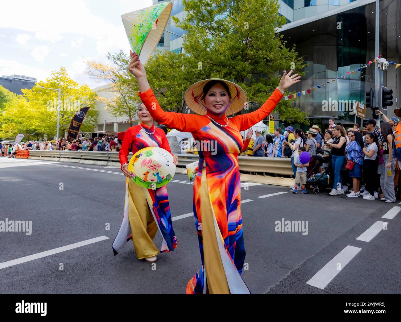 Canberra, Australia. 17th Feb, 2024. Performers walk at the 26th ...