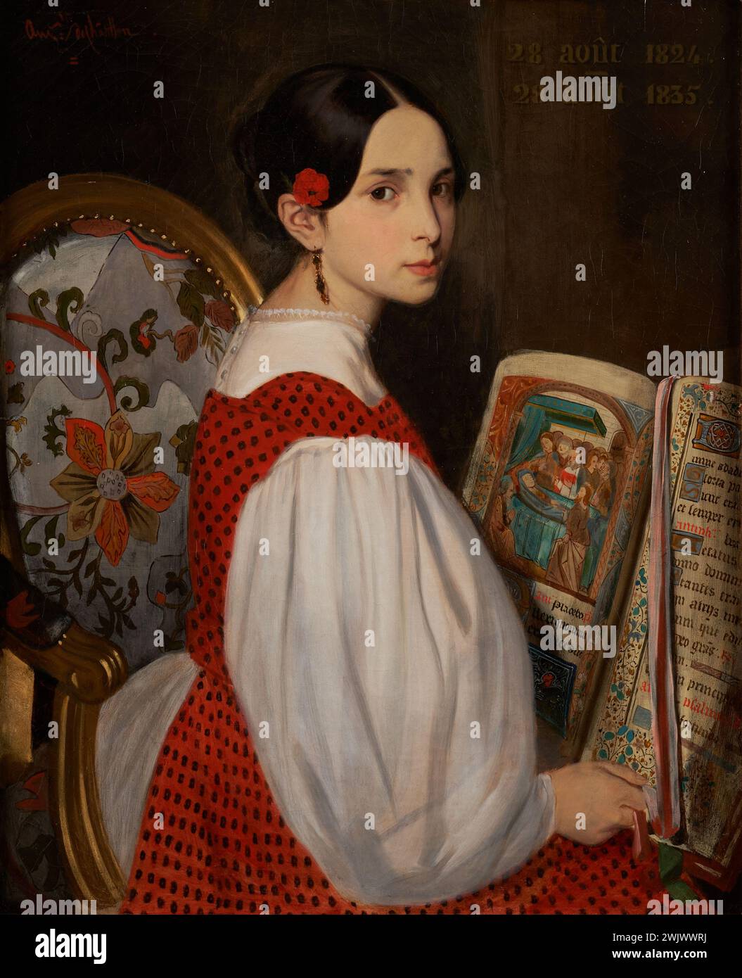 Châtillon, Auguste de (n.1813 - D.1881), leopoldine in the book of hours (dummy title), 1835. Oil on canvas. Houses of Victor Hugo Paris - Guernsey. Stock Photo