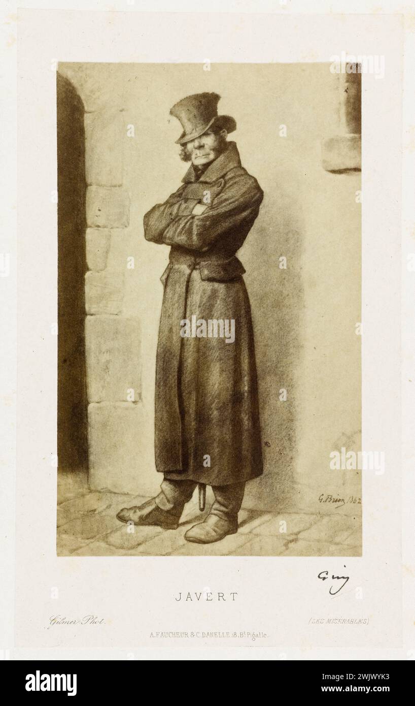 Gustave Brion (1824-1877). 'Javert'. Albumin paper draw. 1862-1862. Paris, house of Victor Hugo. 100742-23 Prohibited, republican, French republic, resistance, 19th XIXth 19th 19th 19th 19th century Stock Photo