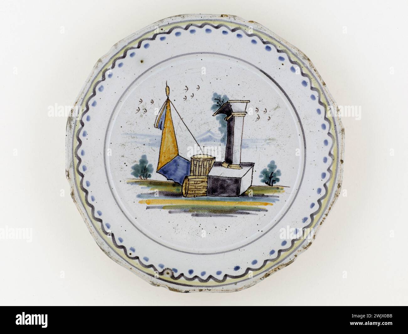 Anonymous. Plate. Earthenware. Paris, Carnavalet museum. 71680-29 Decoration, Faience, Beam, Revolutionary Periode, French Revolution, Plate Stock Photo