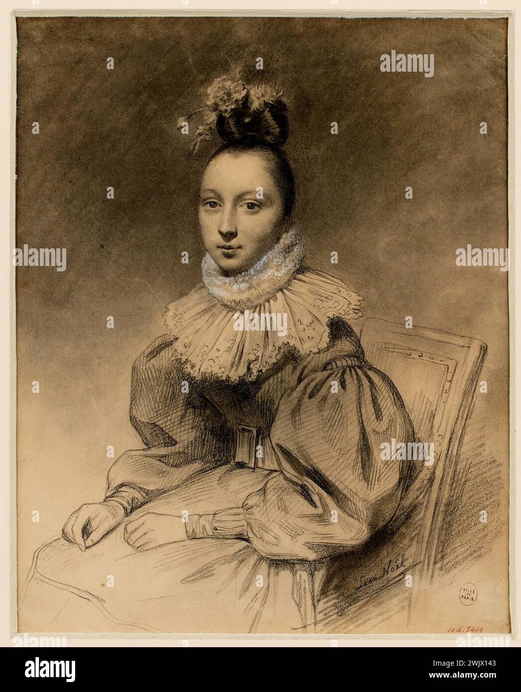Noel, Alphonse Léon (n.1807-02-07-D.1884-01-06), portrait of a young woman, called Elise Jouvenet. (Dummy title). Carnavalet museum, history of Paris. Stock Photo