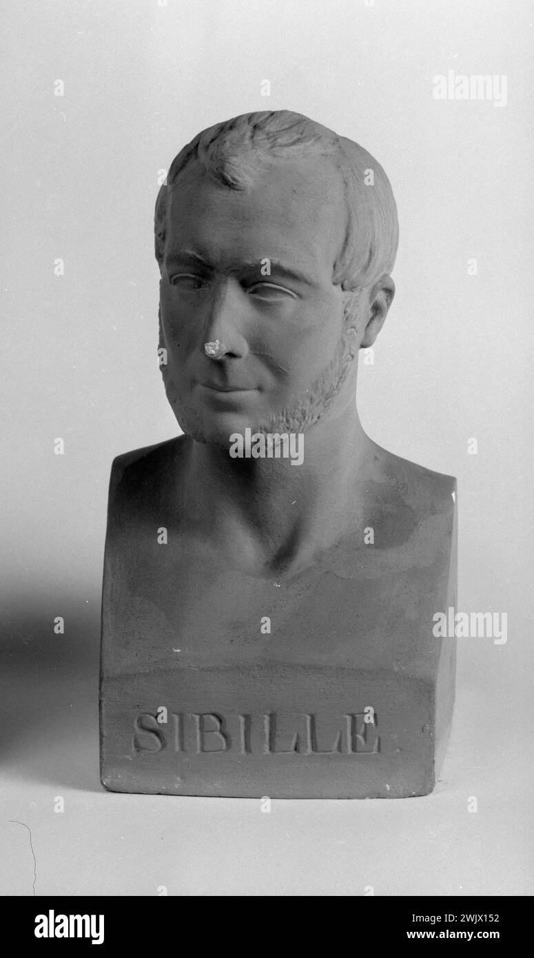 Jean-Pierre Dantan (1800-1869) said Dantan the young. Hermès bust of Mr. Sibille. Patinated plaster, terrestrial, round-bump, 1845. Paris, Carnavalet museum. Bust, hermes, pattero patina, round-bump, terracotta Stock Photo