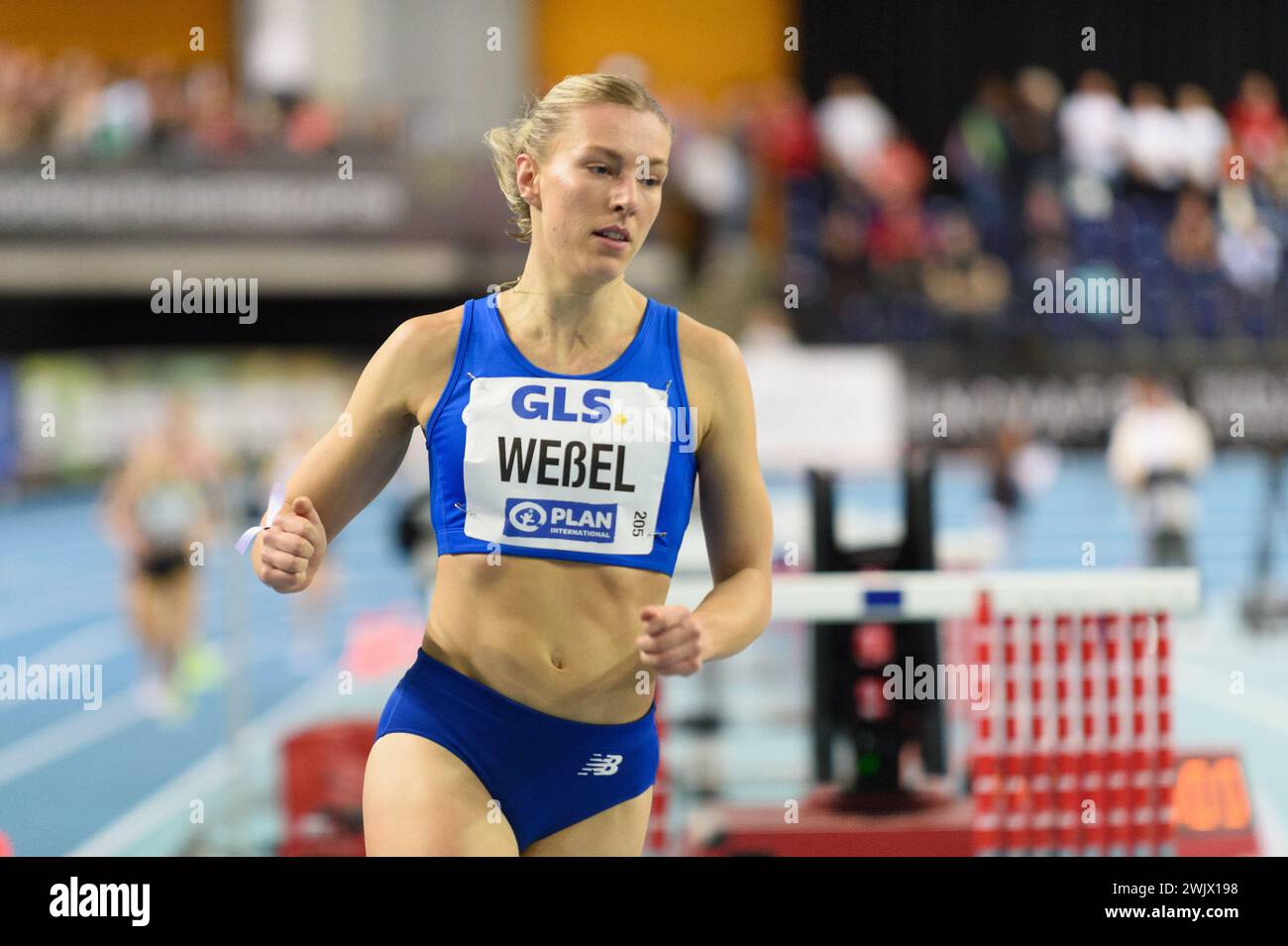 Nele Wessel (TV Waldstrasse Wiesbaden) during the semi-finals over 1500 meters at the German Indoor Athletics Championships 2024 in the Quarterback Immobilien Arena, Leipzig (Sven Beyrich/SPP) Credit: SPP Sport Press Photo. /Alamy Live News Stock Photo