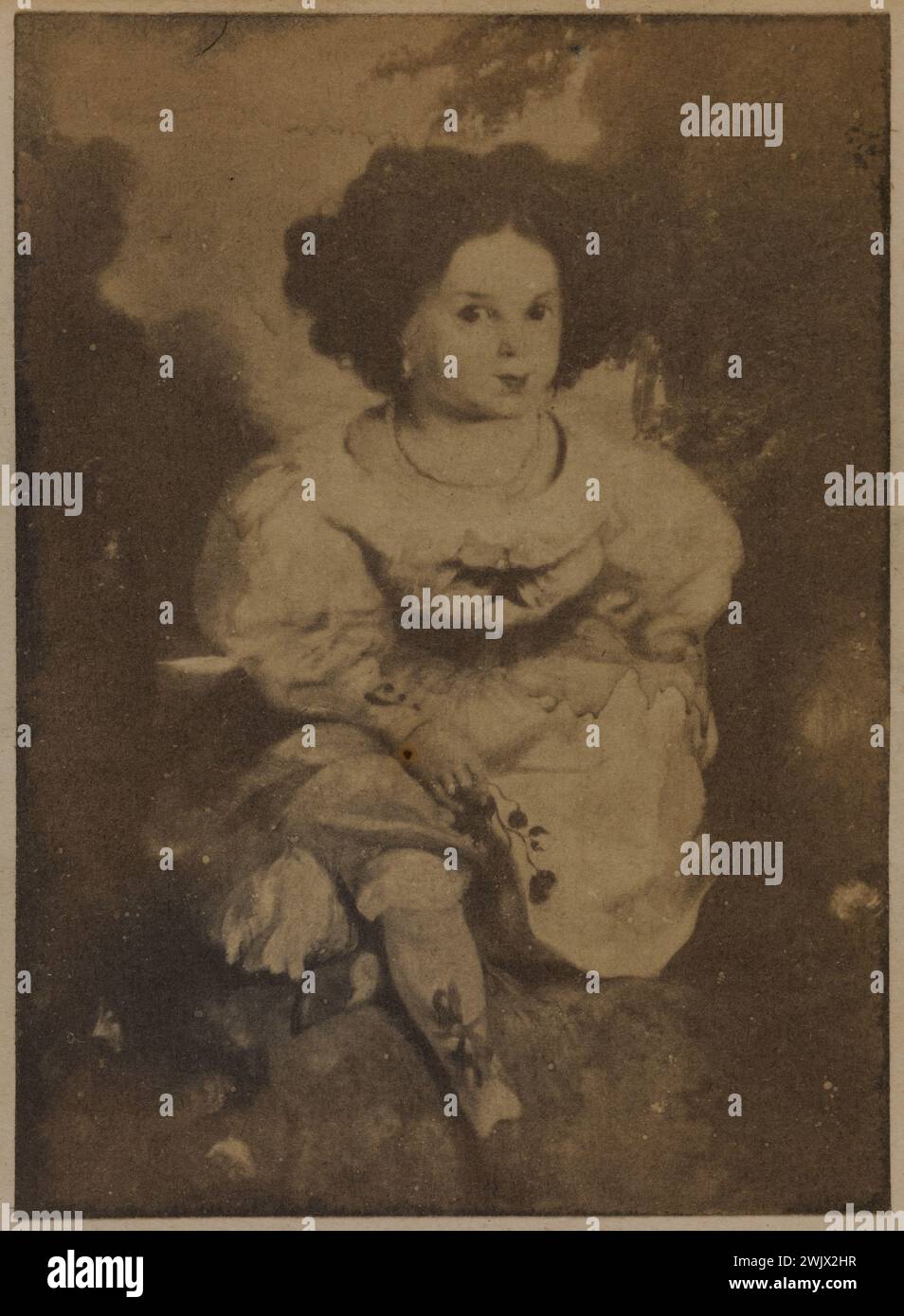 Léopoldine H. '. Photography of Auguste Vacquerie (1819-1895). According to a painting by Louis Boulanger:' Léopoldine at the age of 4 ', extracted from the collection of articles entitled' Profiles and grimaces ' Auguste Vacquerie). Print on salted paper. 1853. Paris, house of Victor Hugo. Stock Photo