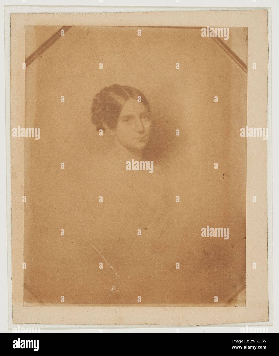 Vacquerie, Auguste (n.1819-11-19-D.1895-02-19), Portrait of Léopoldine Hugo according to a drawing by Edouard Dubufe (title awarded), 1853. Salted paper after negative glass to the collodion . Houses of Victor Hugo Paris - Guernsey. Stock Photo
