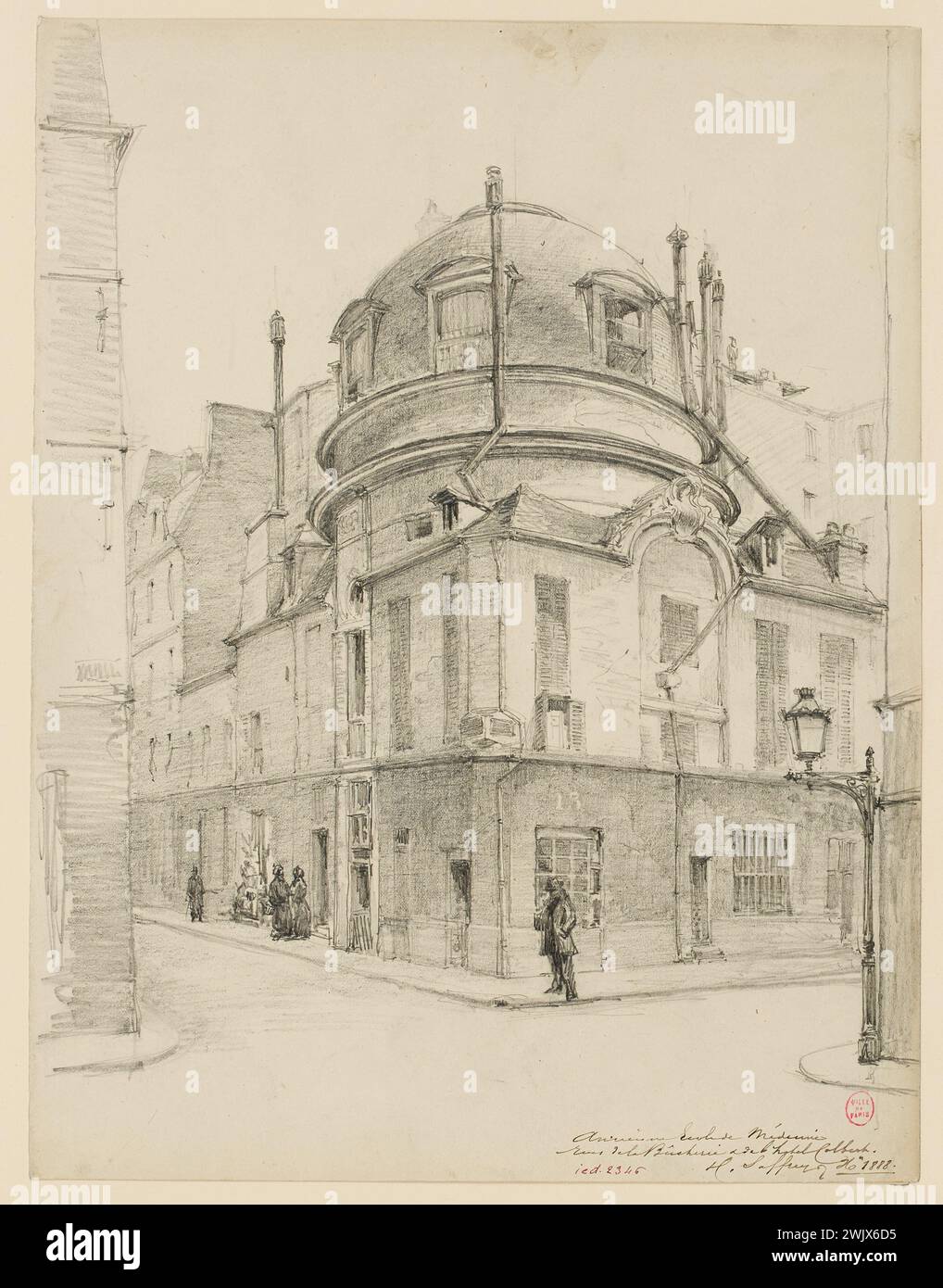 SAFFREY, Henri Alexandre (n. - D.1896), the old school of medicine, rue de la Bûcherie, 1888 (dummy title), 1888. lead mine. Carnavalet museum, history of Paris. Stock Photo