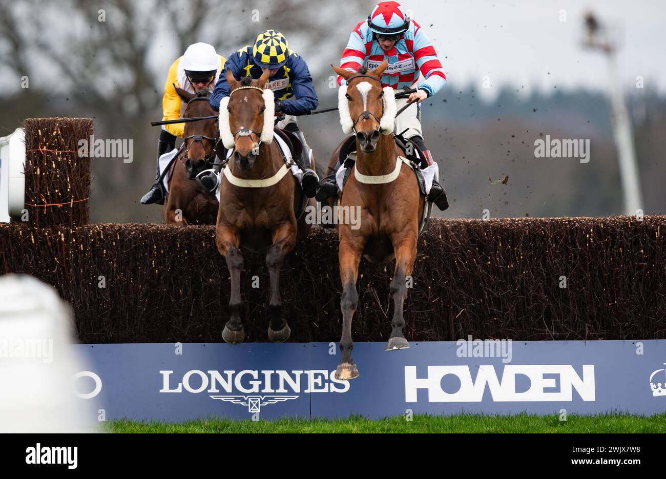 Ascot Racecourse, UK, Saturday 17th February 2024; Henry's Friend (blue ...